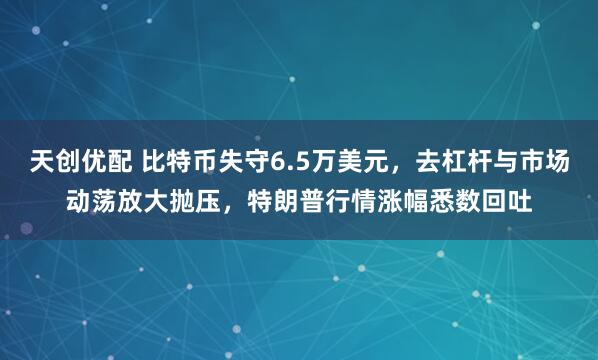 天创优配 比特币失守6.5万美元，去杠杆与市场动荡放大抛压，特朗普行情涨幅悉数回吐